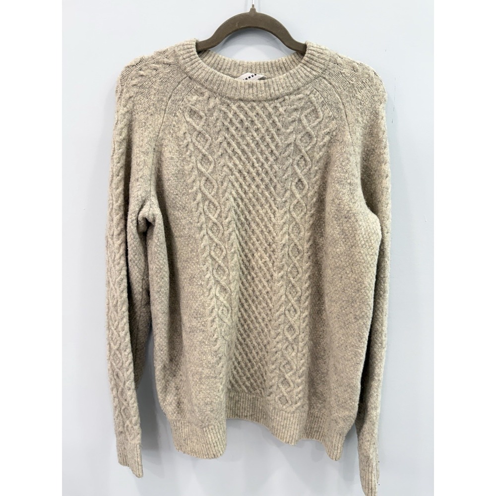 Community Wool Yak Blend Cable Knit Sweater Medium Beige Cream Cozy Pullover